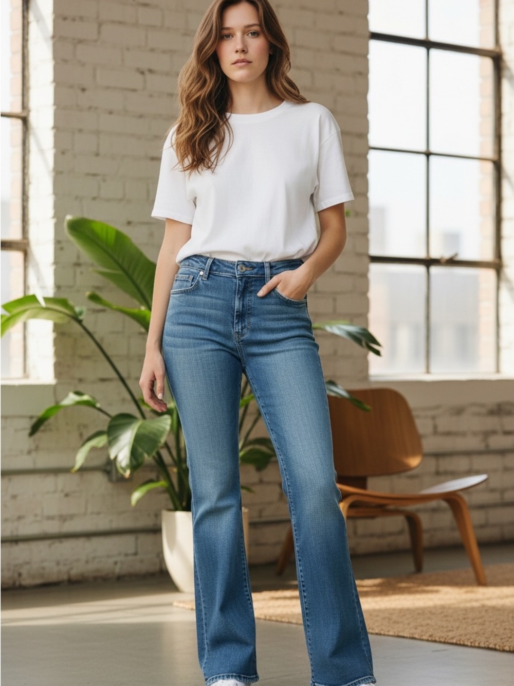 Women’s High-Rise Liverpool Los Angeles Flare Jeans in Medium Blue